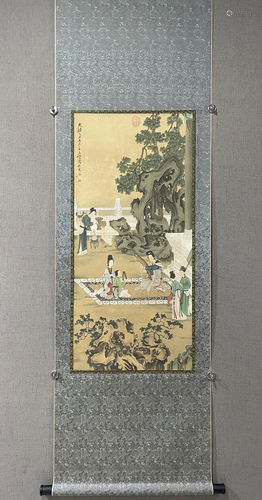 A Chinese Ink Painting Hanging Scroll By Ren Xun