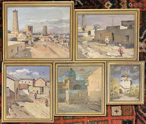 Russian School , (20th Century), Various Views of Khiva, Bok...