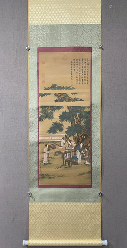 A Chinese Ink Painting Hanging Scroll By Leng Mei