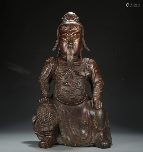 A Gilt-Bronze Figure Of Guan Gong