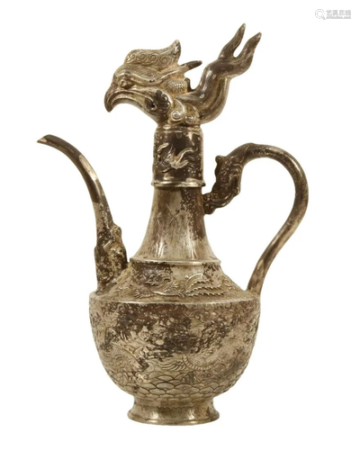 A Silver 'Dragon& Phoenix' Ewer