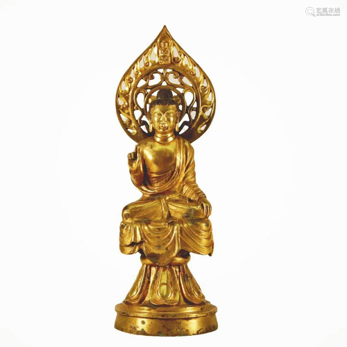 A Gilt-Bronze Figure Of Buddha Shakyamuni