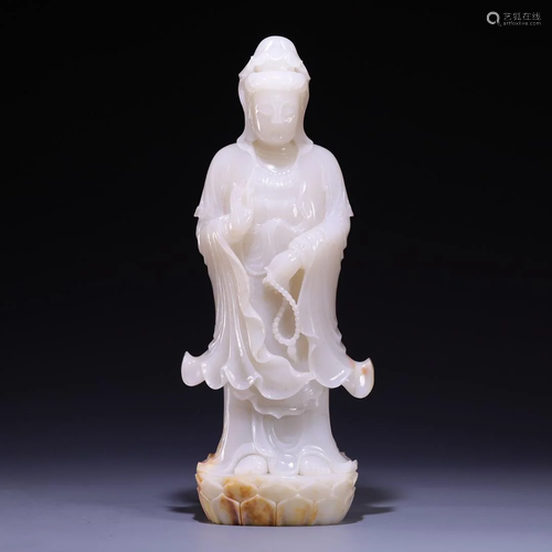 A Hetian Jade Figure Of Guanyin