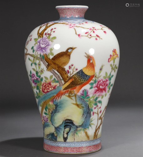 An Enameled 'Flower, Poem, Golden Pheasant' Meipin...