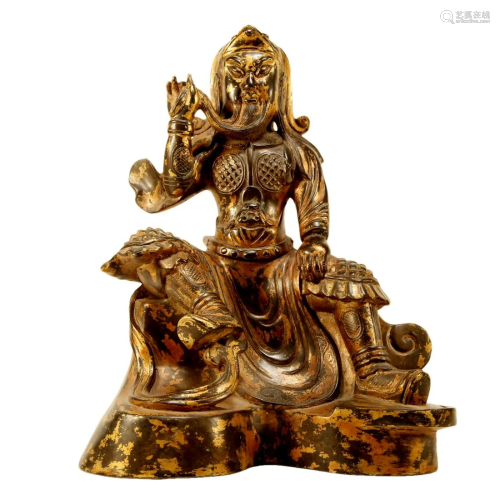 A Gilt-Bronze Figure Of Guan Gong