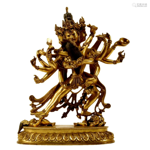 A Gilt-Bronze Figure Of Jubilant Buddha