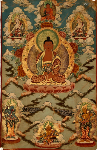 An Gorgeously made Tibetan Sakyamuni Thangka