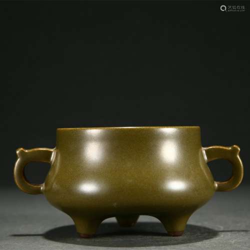 Tea foam glaze binaural three-legged incense burner