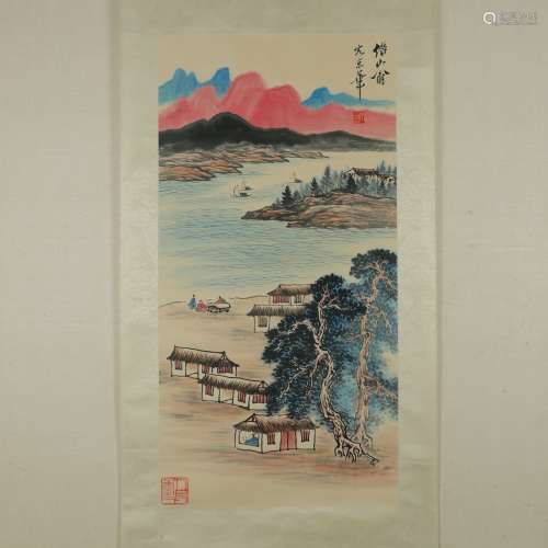 Chen Dayu ink and color on paper vertical scroll
