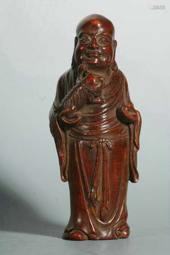 Boxwood Carving Oriental Shuo Xian Peach Character Ornament