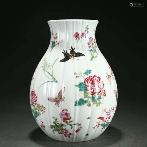 Pastel Floral Butterfly Pattern Melon Edge Bottle