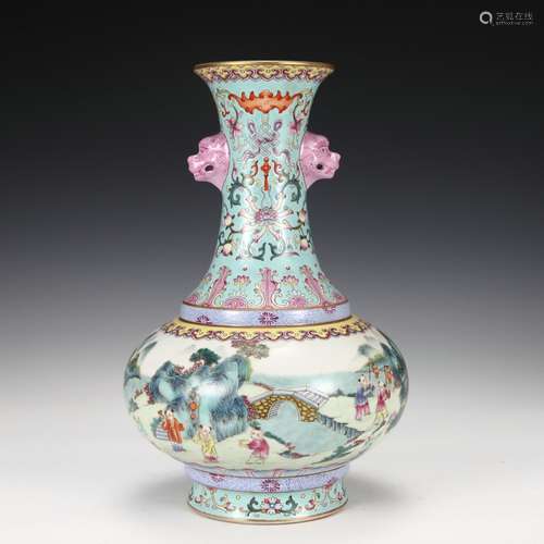 Qing Qianlong pastel baby play amphora