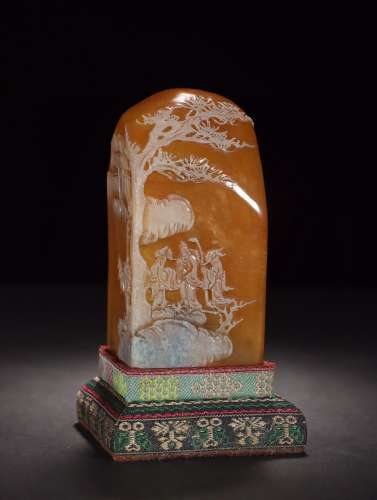Shoushantian Huangshi with thin and ingenious carvings of la...