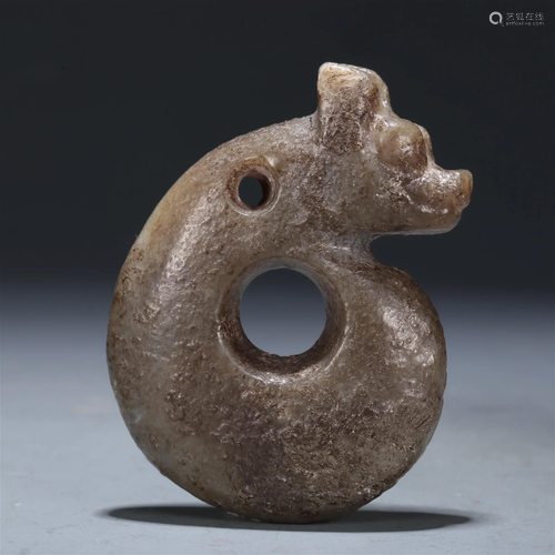 A Hongshan Culture C-Shaped Jade 'Dragon' Pendant