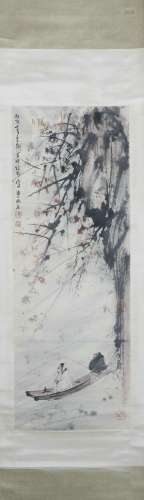 Fu Baoshi's landscape figure scroll