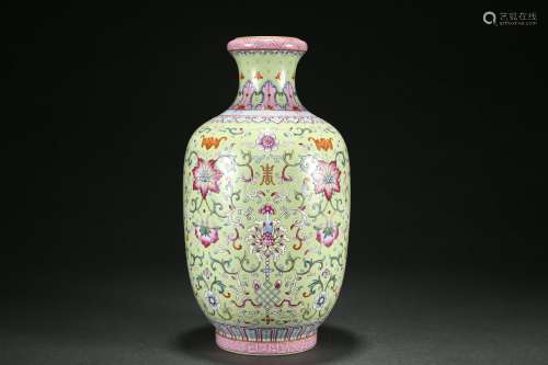 Pastel Floral Fushou Pattern Plate Vase