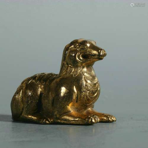 Gilt Bronze Auspicious Beast Paperweight