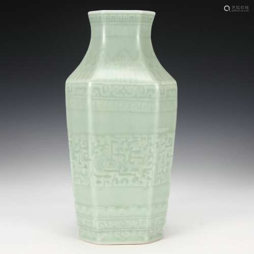 Bean green glaze octagonal bottle