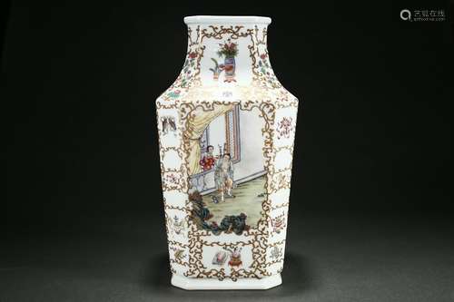 Pastel painted gold character story octagonal bottle