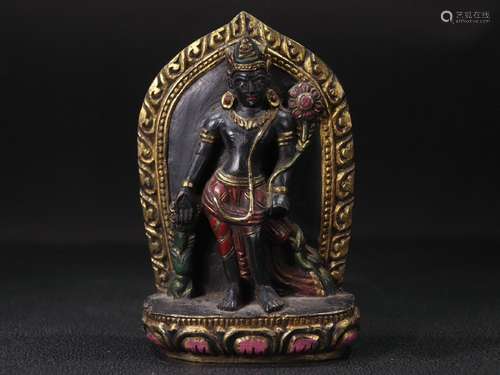 Black stone painted gold Zizai Guanyin