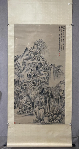 A Chinese Ink Painting Hanging Scroll By Wu Zheng