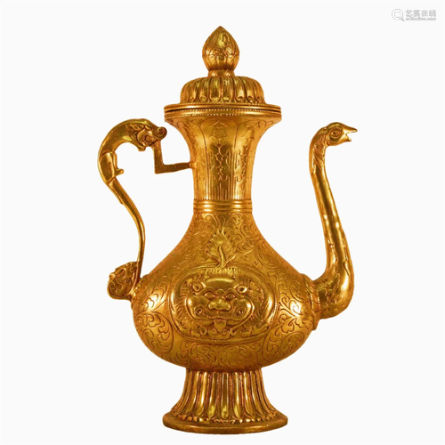 A Gilt-Bronze 'Beast' Ewer