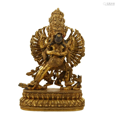 A Gilt-Bronze Figure Of Jubilant Buddha