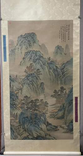 A Chinese Ink Painting Hanging Scroll By Wang Hui