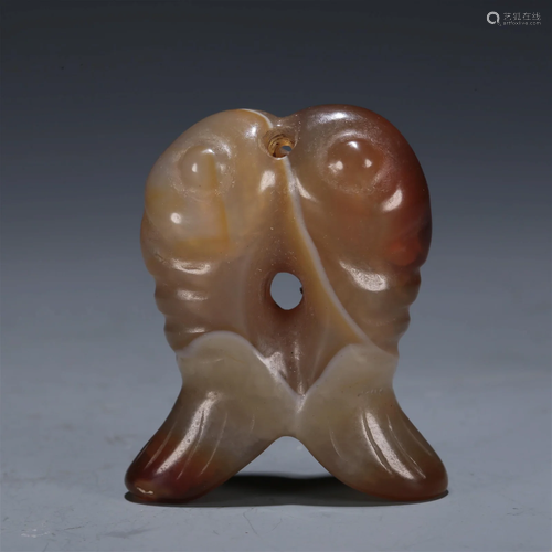 A Hongshan Culture Agate 'Fish' Pendant