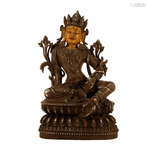 A Gilt-Silver Figure Of Green Tara