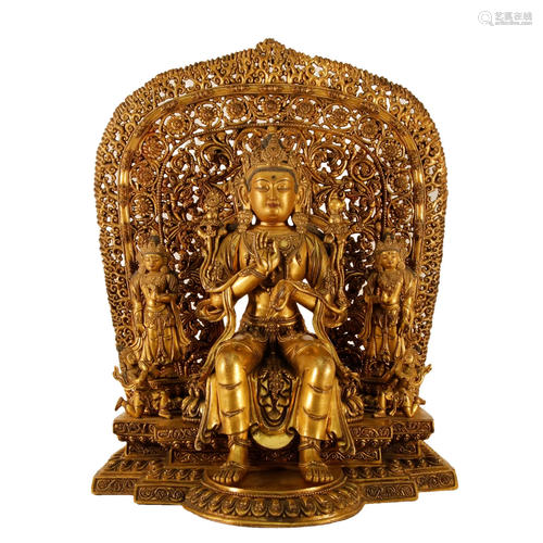 A Gilt-Bronze Figure Of Bodhisattva With Inscriptions