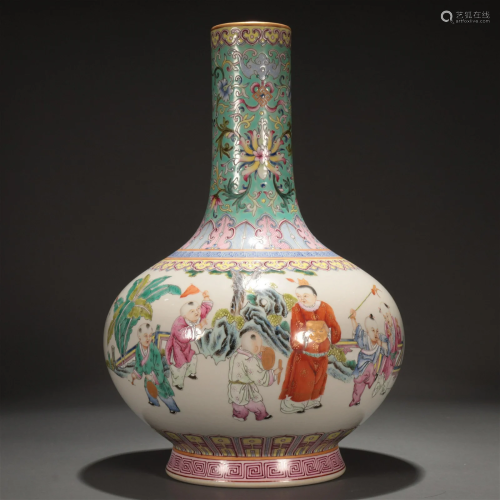 An Enamel-Painted 'Story' Appreciation Vase