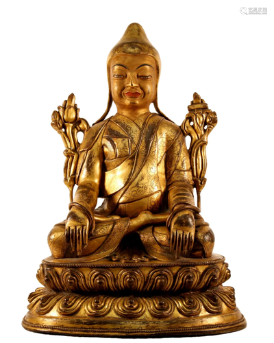 A Gilt Bronze Figure Of Tsongkhapa