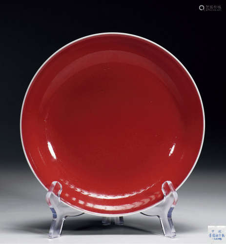 二十世纪五十年代 红釉盘