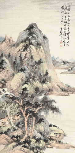 吴琴木 1894～1953 春雨云山 设色纸本 立轴