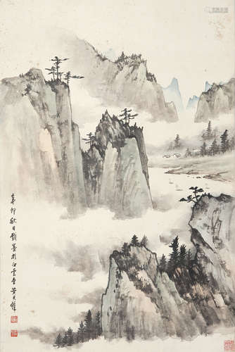 黄君璧 1898～1991 山色云起 设色纸本 镜片