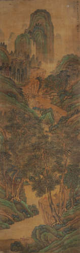 文徵明 1470～1559 松山高士 设色绢本 立轴