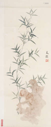 宋美龄 1897～2003 竹石图 设色纸本 立轴