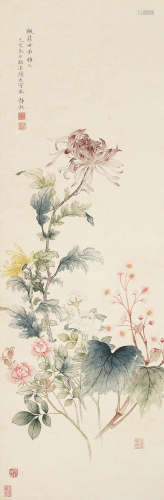 潘静淑 1892～1939 花开富贵 设色纸本 立轴