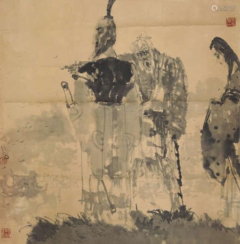傅小石 1932～2016 屈原与婵娟 设色纸本 镜片