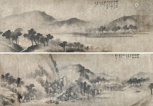 吴石僊 1845～1916 欲雨欲晴图 设色纸本 手卷