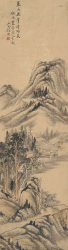 任预 1853～1901 万木无声待雨来 设色纸本 镜片