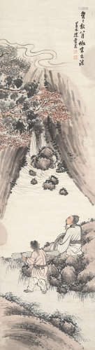 陈崇光 1838～1896 高士观瀑 设色纸本 立轴