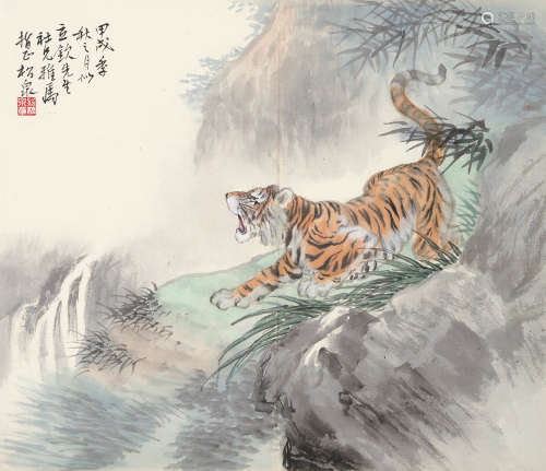 熊松泉 1884～1961 虎啸山林 设色纸本 镜片