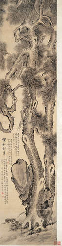 钱杜 1764～1845 双松劲秀 水墨纸本 立轴