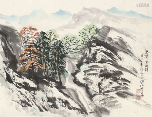 何海霞 1908～1998 瀑声林逾静 设色纸本 立轴