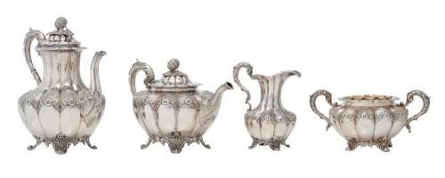 A MID-VICTORIAN STERLING SILVER TEA AND COFFEE SERVICE A.B. ...