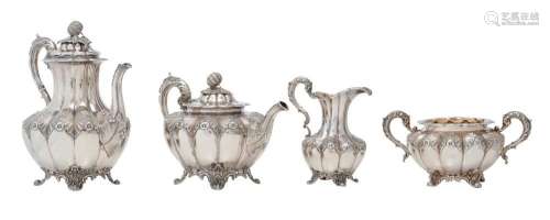 A MID-VICTORIAN STERLING SILVER TEA AND COFFEE SERVICE A.B. ...