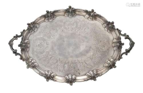 A VERY SUBSTANTIAL MID-VICTORIAN STERLING SILVER TRAY Daniel...