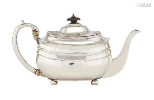 A REGENCY STERLING SILVER TEAPOT Peter and William Bateman, ...